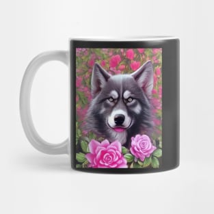 Tamaskan Wolfdog With Flowers Mug